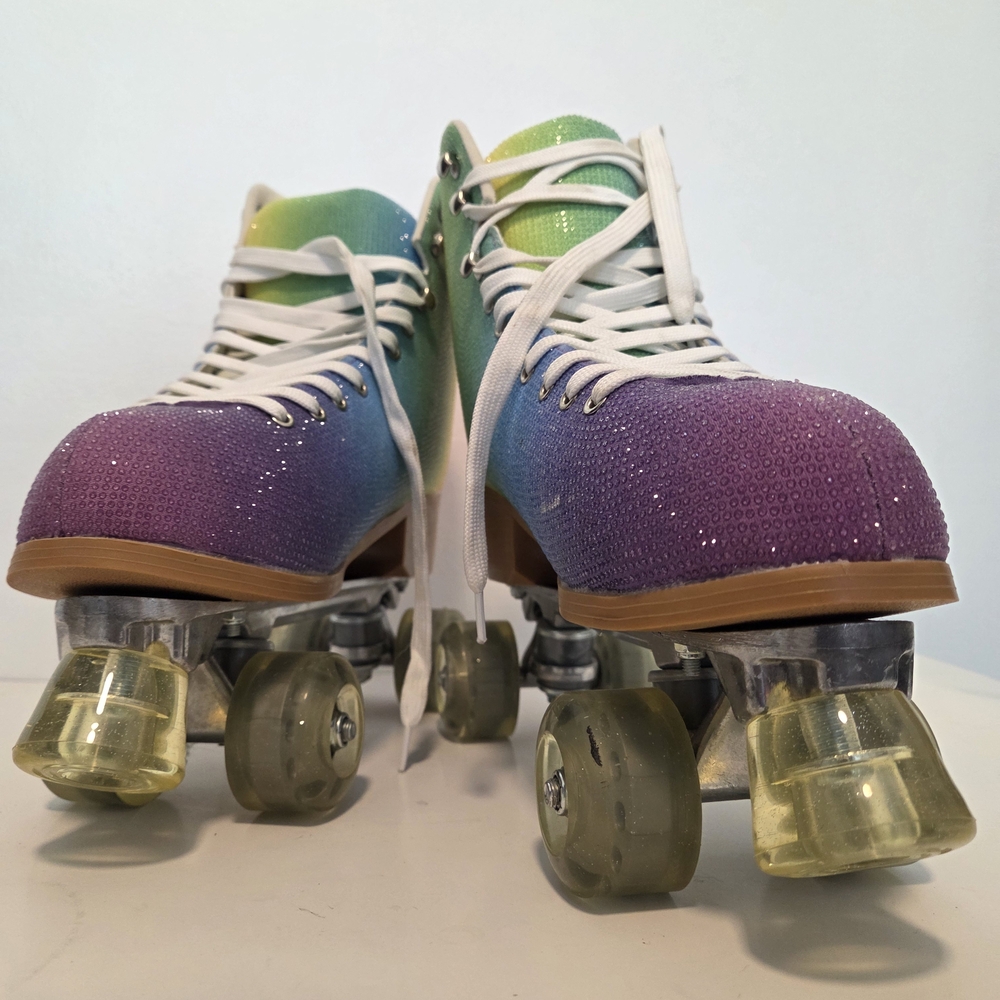 Cosmic Rainbow Pride Disco Retro Skates MultiColor Rhinestone Roller Skate sz13 - Picture 15 of 16